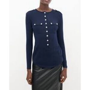 Balmain Cashmere Wool Buttoned Knit Tee Sweater 36